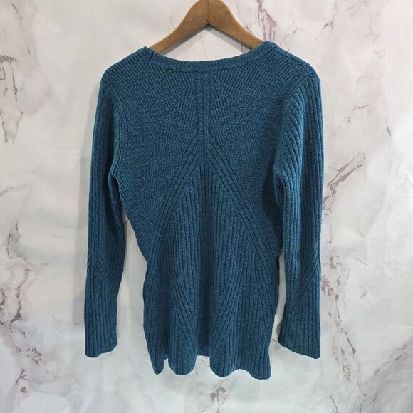 CAbi Cardigan Womens Medium Blue Sweater Deco 5016 Knit Button Up V Neck - Picture 5 of 9